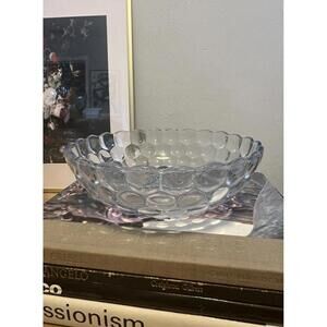 Vintage Anchor Hocking Blue Bubble Depression Glass 8.25" Serving Bowl